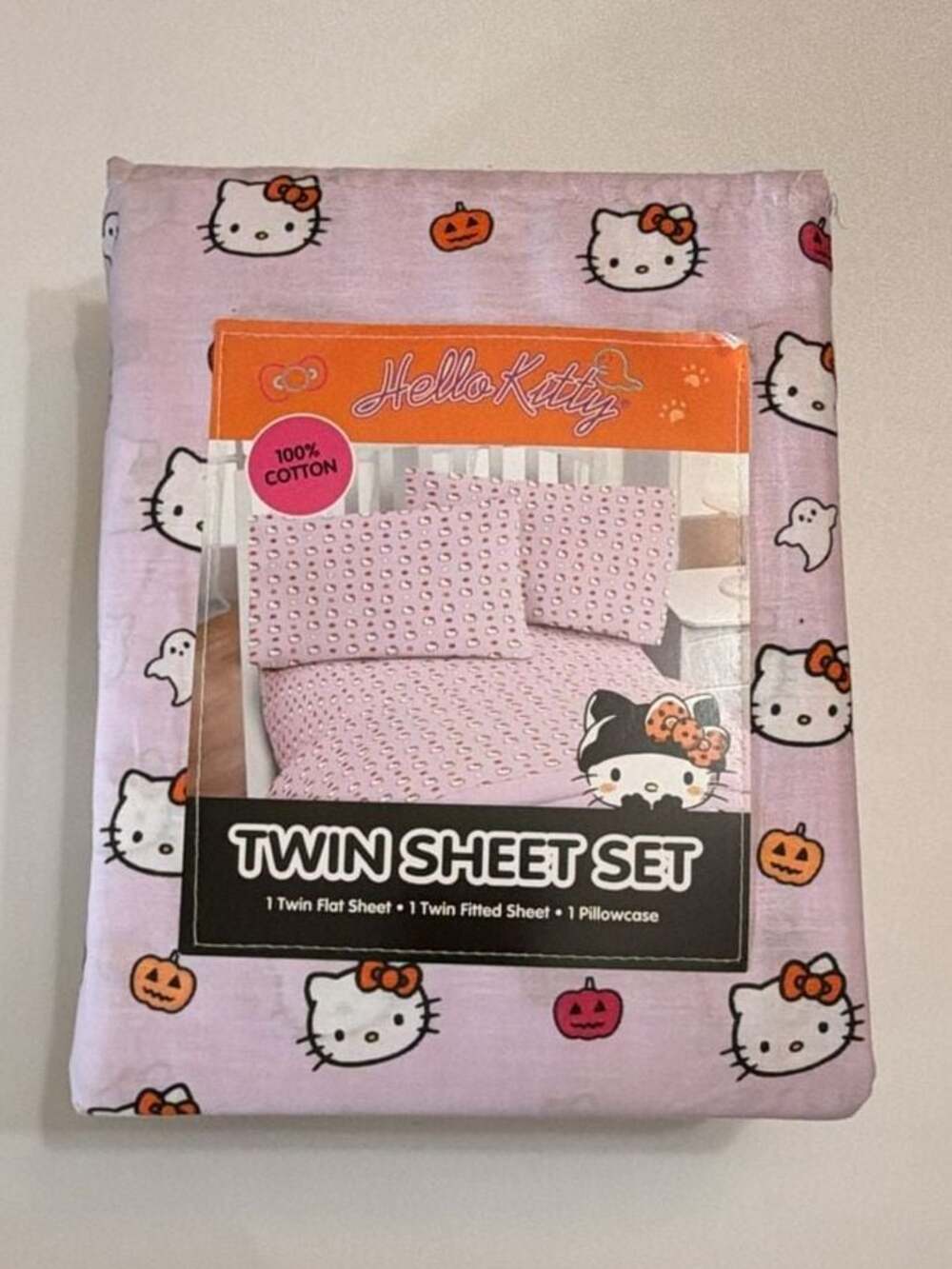 New Hello Kitty Twin Set Halloween Sheets Light Purple Pumpkin Ghosts